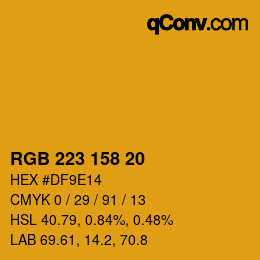 Color code: RGB 223 158 20 | qconv.com