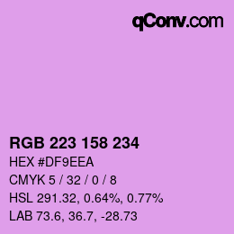 Color code: RGB 223 158 234 | qconv.com