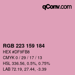 Color code: RGB 223 159 184 | qconv.com
