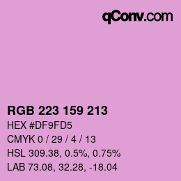 Color code: RGB 223 159 213 | qconv.com