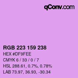 Color code: RGB 223 159 238 | qconv.com