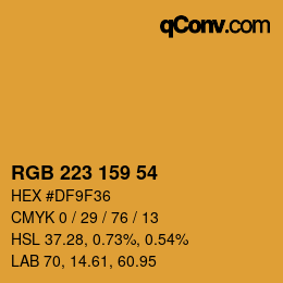 Color code: RGB 223 159 54 | qconv.com