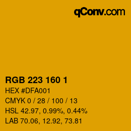 Color code: RGB 223 160 1 | qconv.com