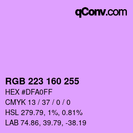 Color code: RGB 223 160 255 | qconv.com