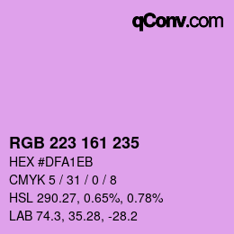 Color code: RGB 223 161 235 | qconv.com