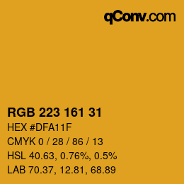 Color code: RGB 223 161 31 | qconv.com