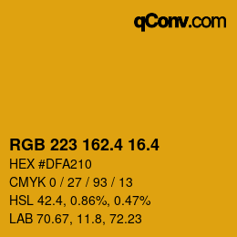 カラーコード: RGB 223 162.4 16.4 | qconv.com