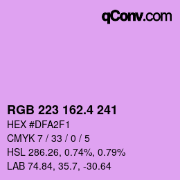 カラーコード: RGB 223 162.4 241 | qconv.com