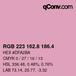カラーコード: RGB 223 162.8 186.4 | qconv.com