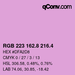 カラーコード: RGB 223 162.8 216.4 | qconv.com
