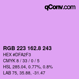 カラーコード: RGB 223 162.8 243 | qconv.com