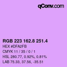 カラーコード: RGB 223 162.8 251.4 | qconv.com