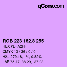 カラーコード: RGB 223 162.8 255 | qconv.com