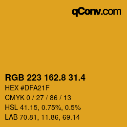 カラーコード: RGB 223 162.8 31.4 | qconv.com
