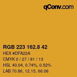 Color code: RGB 223 162.8 42 | qconv.com