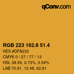 カラーコード: RGB 223 162.8 51.4 | qconv.com