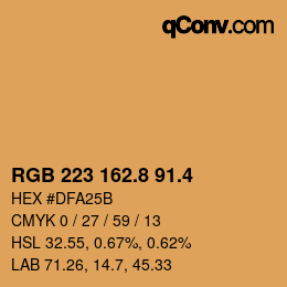 カラーコード: RGB 223 162.8 91.4 | qconv.com