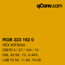 Color code: RGB 223 162 0 | qconv.com