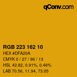 Color code: RGB 223 162 10 | qconv.com