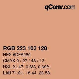 Color code: RGB 223 162 128 | qconv.com
