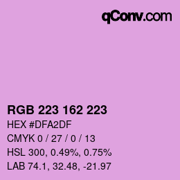 Color code: RGB 223 162 223 | qconv.com