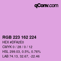 カラーコード: RGB 223 162 224 | qconv.com