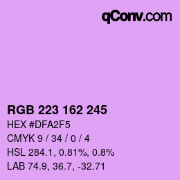 カラーコード: RGB 223 162 245 | qconv.com