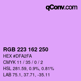 Color code: RGB 223 162 250 | qconv.com