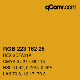 Color code: RGB 223 162 26 | qconv.com