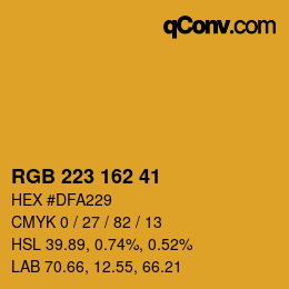 Color code: RGB 223 162 41 | qconv.com