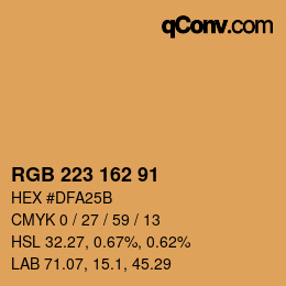 Color code: RGB 223 162 91 | qconv.com