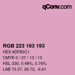 Color code: RGB 223 163 193 | qconv.com