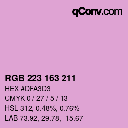 Color code: RGB 223 163 211 | qconv.com