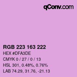 カラーコード: RGB 223 163 222 | qconv.com
