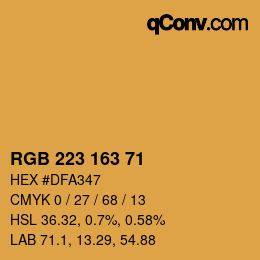 Color code: RGB 223 163 71 | qconv.com