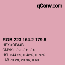 カラーコード: RGB 223 164.2 179.6 | qconv.com