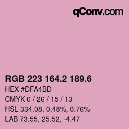 カラーコード: RGB 223 164.2 189.6 | qconv.com