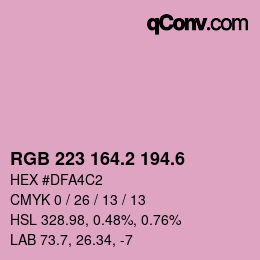 カラーコード: RGB 223 164.2 194.6 | qconv.com