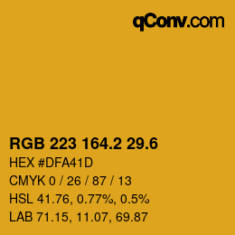 カラーコード: RGB 223 164.2 29.6 | qconv.com