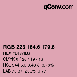 カラーコード: RGB 223 164.6 179.6 | qconv.com
