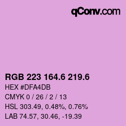 カラーコード: RGB 223 164.6 219.6 | qconv.com