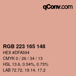 カラーコード: RGB 223 165 148 | qconv.com