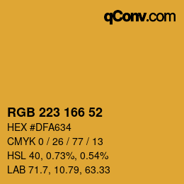 Color code: RGB 223 166 52 | qconv.com