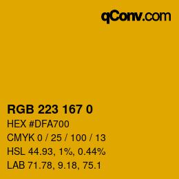 Color code: RGB 223 167 0 | qconv.com