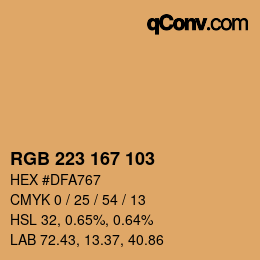 Color code: RGB 223 167 103 | qconv.com