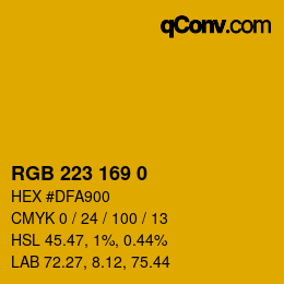 Código de color: RGB 223 169 0 | qconv.com