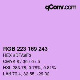 Color code: RGB 223 169 243 | qconv.com