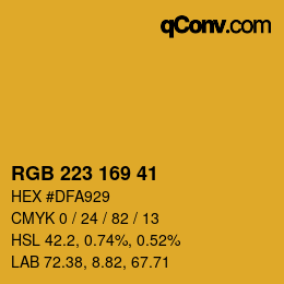 Color code: RGB 223 169 41 | qconv.com