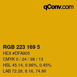 Color code: RGB 223 169 5 | qconv.com