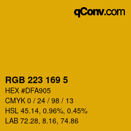 カラーコード: RGB 223 169 5 | qconv.com